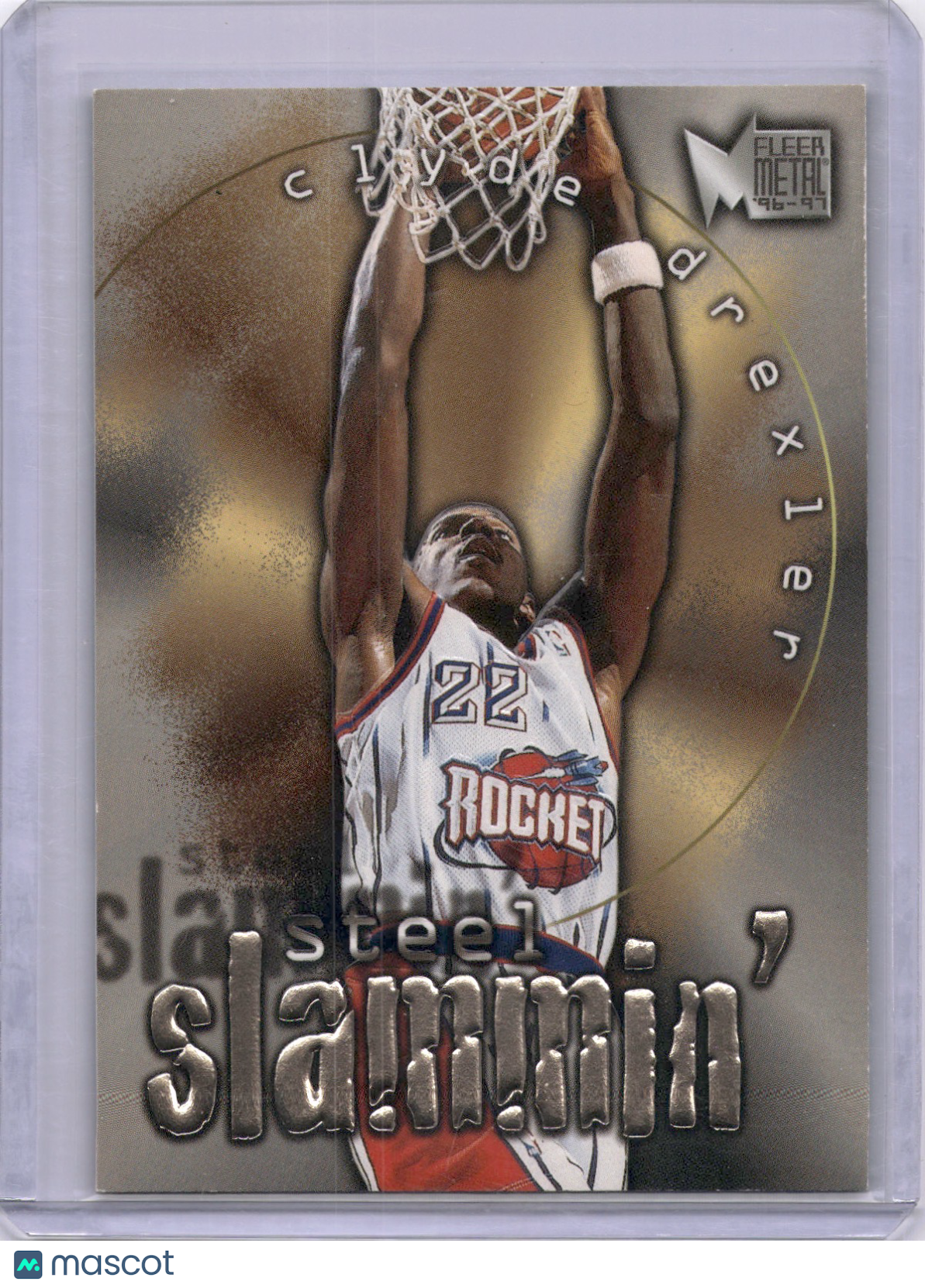 Clyde Drexler 1996 Fleer Metal Steel Slammin' HOF Insert Rockets