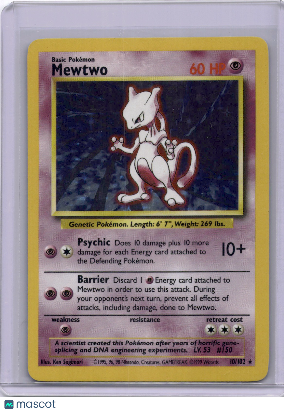Mewtwo 1999 Pokemon Base Set Holo 10/102