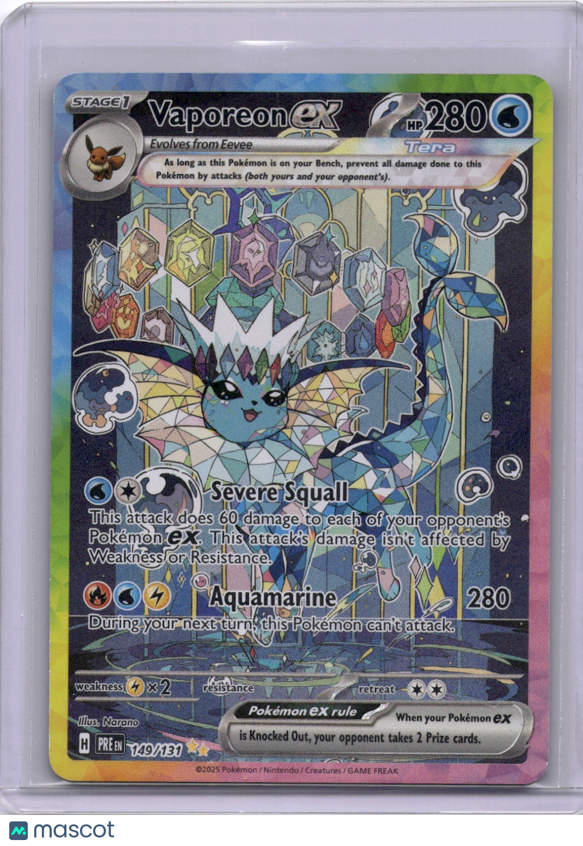 Vaporeon EX 2025 Prismatic Evolutions #149/131 Full Art Rare SAR