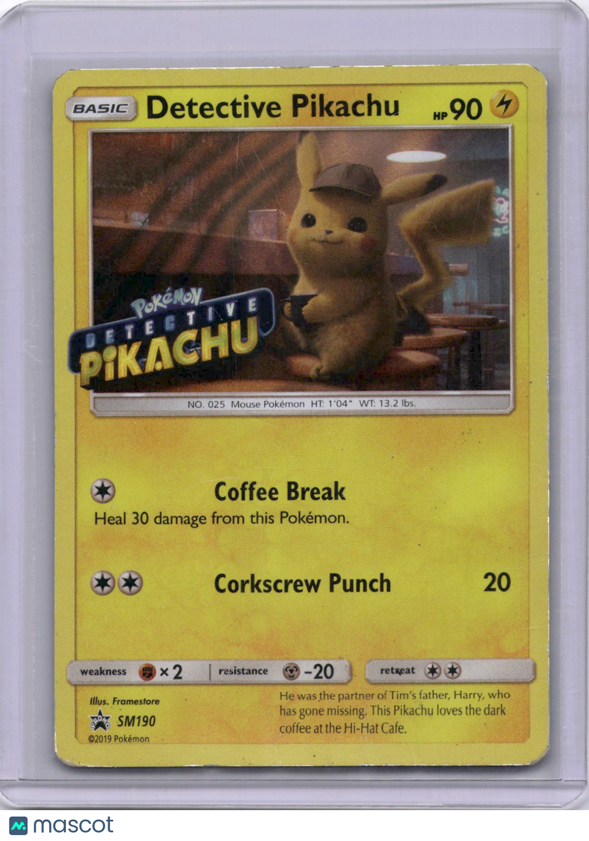 Detective Pikachu 2019 Detective Pikachu #SM190 Stamped Promo