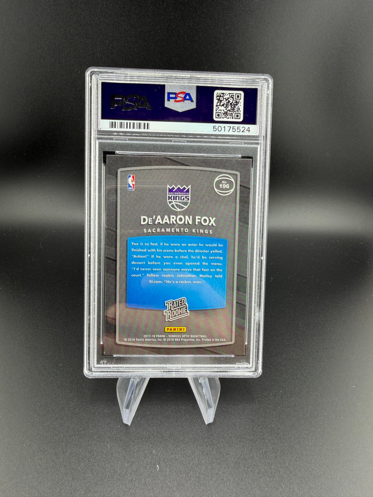 De'aaron Fox 2017 Panini Donruss Optic Red Yellow Rookie RC PSA 10 Gem Mint