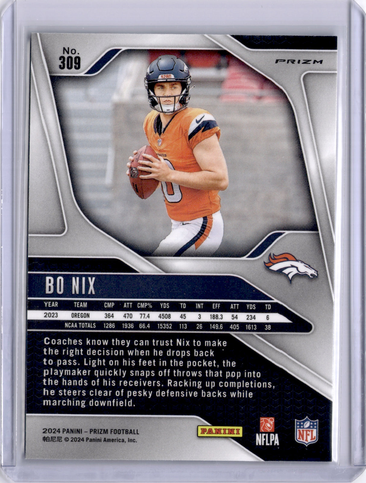 Bo Nix 2024 Panini Prizm Red White Blue RWB Rookie RC Broncos