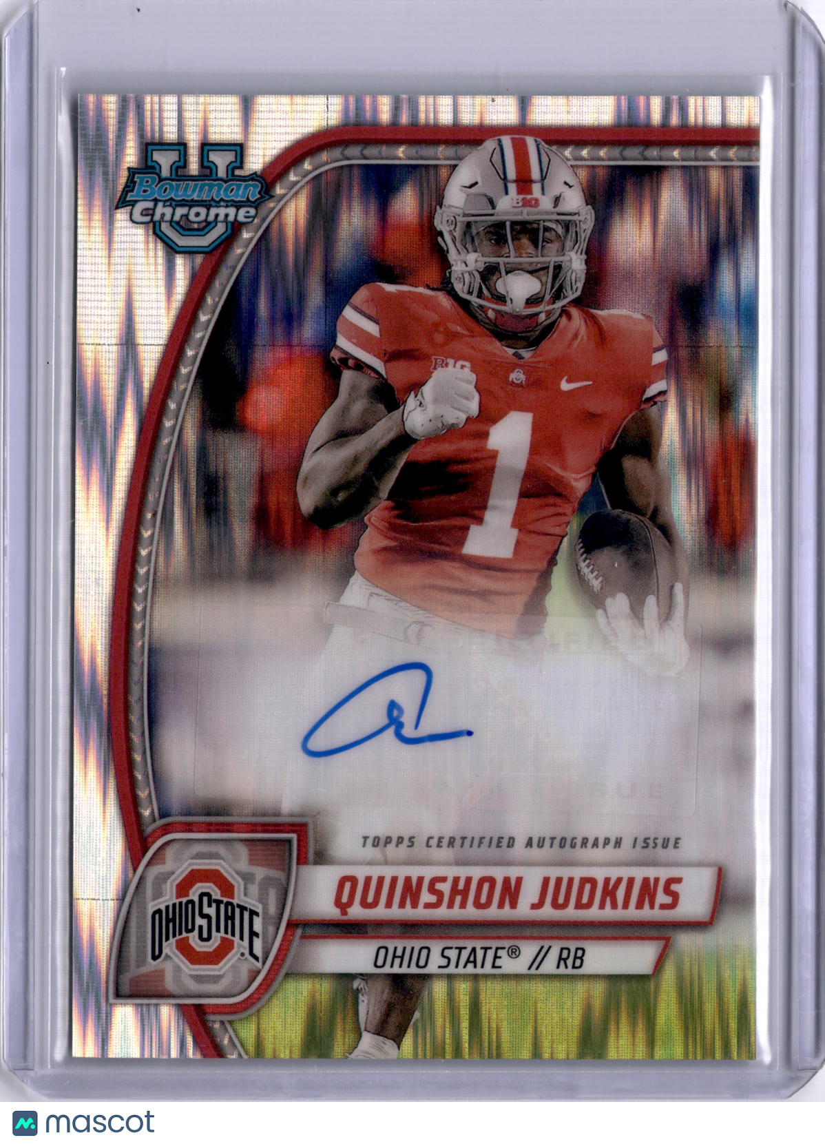 Quinshon Judkins 2024 Bowman Chrome University Auto Stealth Refractor Buckeyes