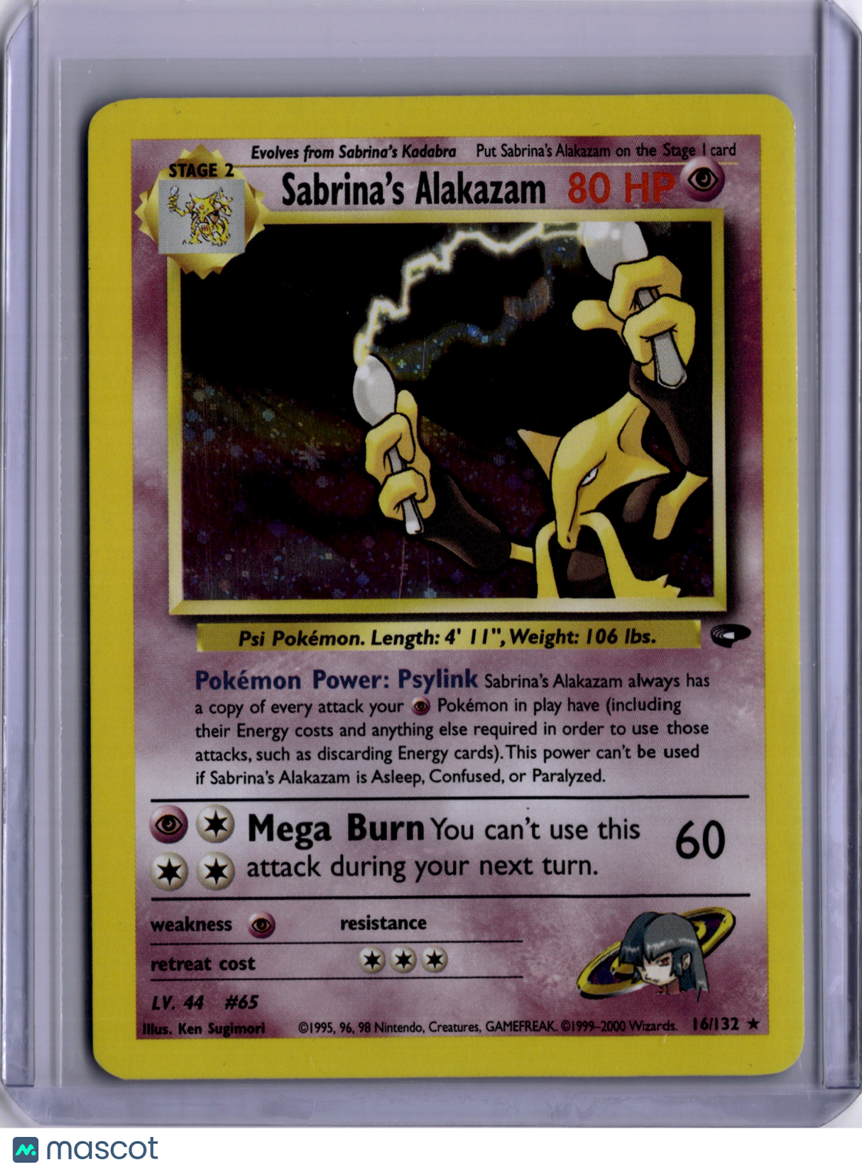 Sabrina's Alakazam 1999 Pokemon Gym Challenge 16/132 Holo
