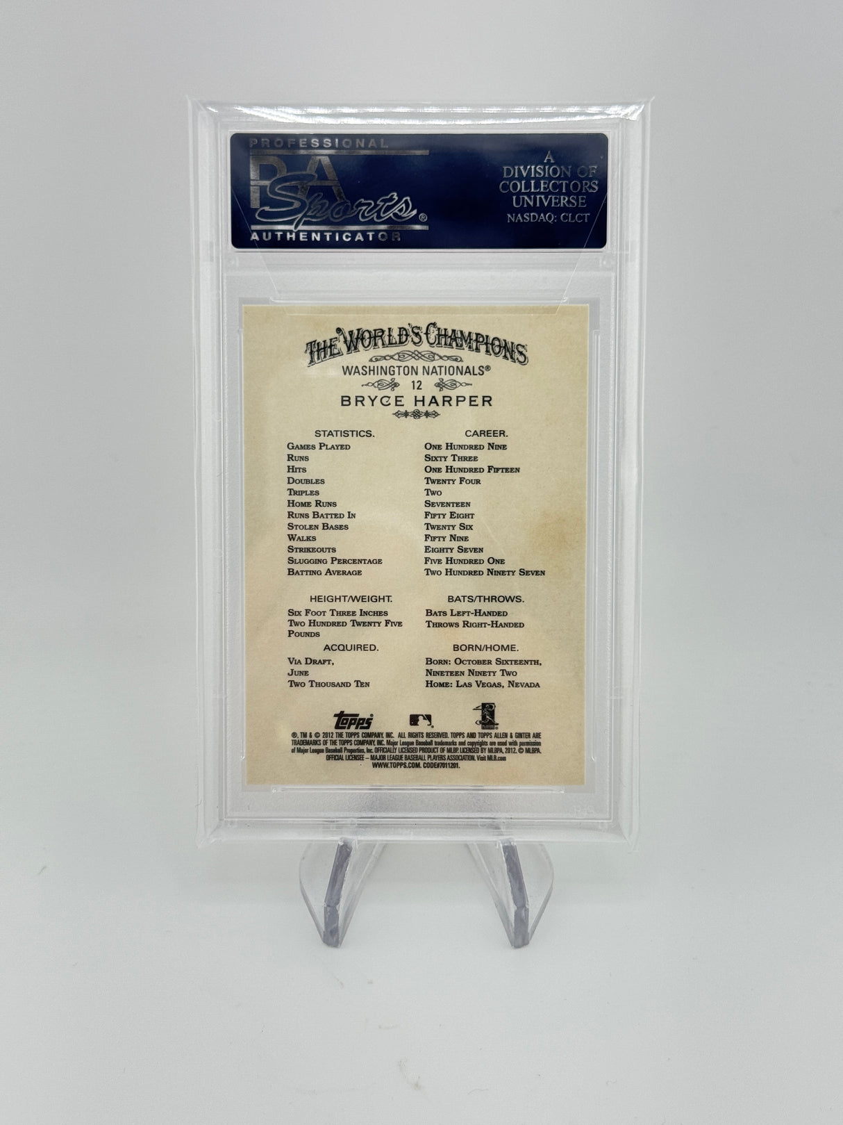 Bryce Harper 2012 Topps Allen & Ginter PSA 10 Gem Mint Rookie RC