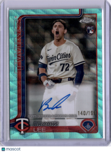 Brooks Lee 2024 Topps Chrome Aqua Wave Refractor Rookie Auto RC /199 Twins