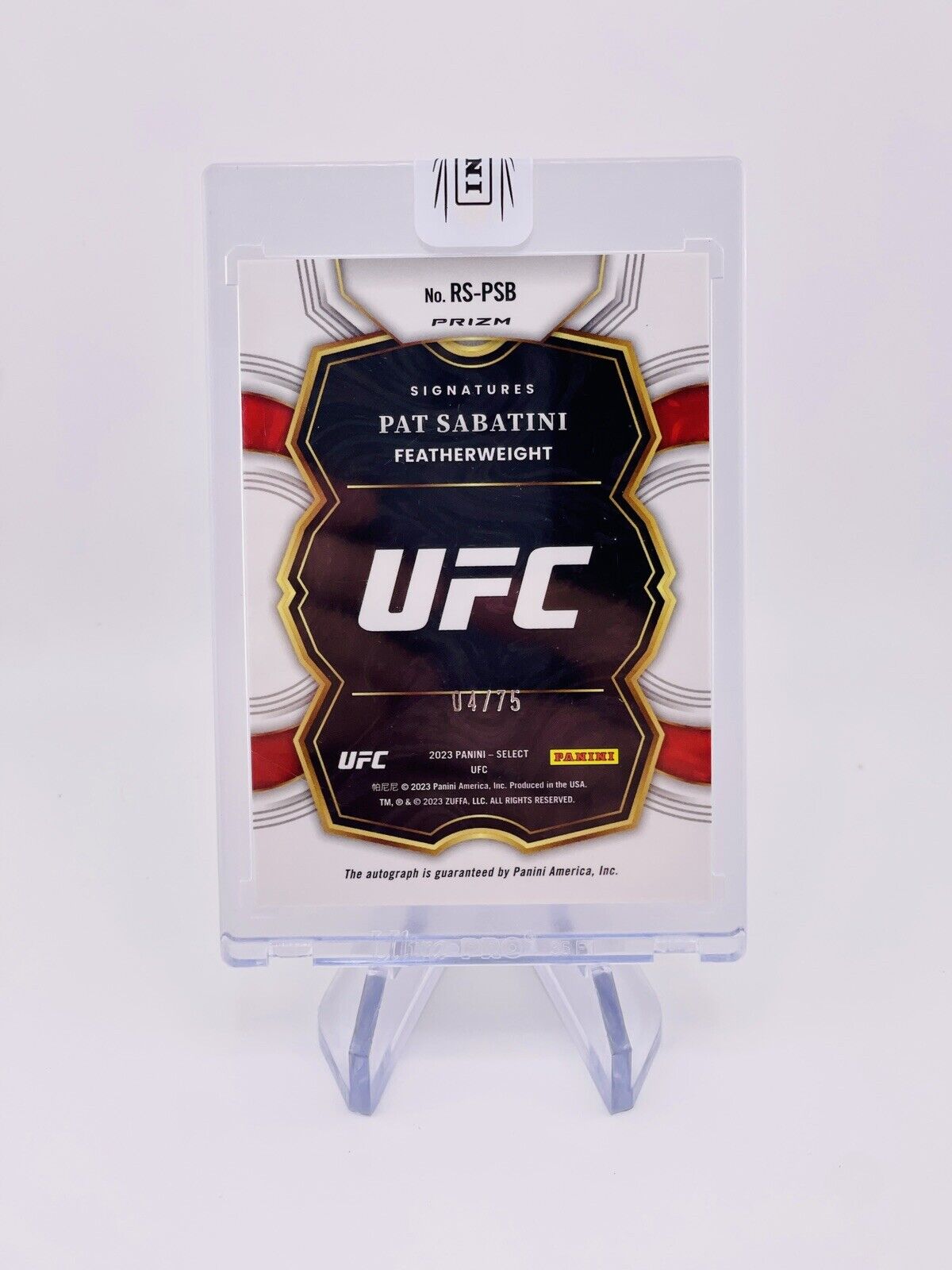 Pat Sabatini Rookie Auto Blue Prizm /75 2023 Panini Select UFC