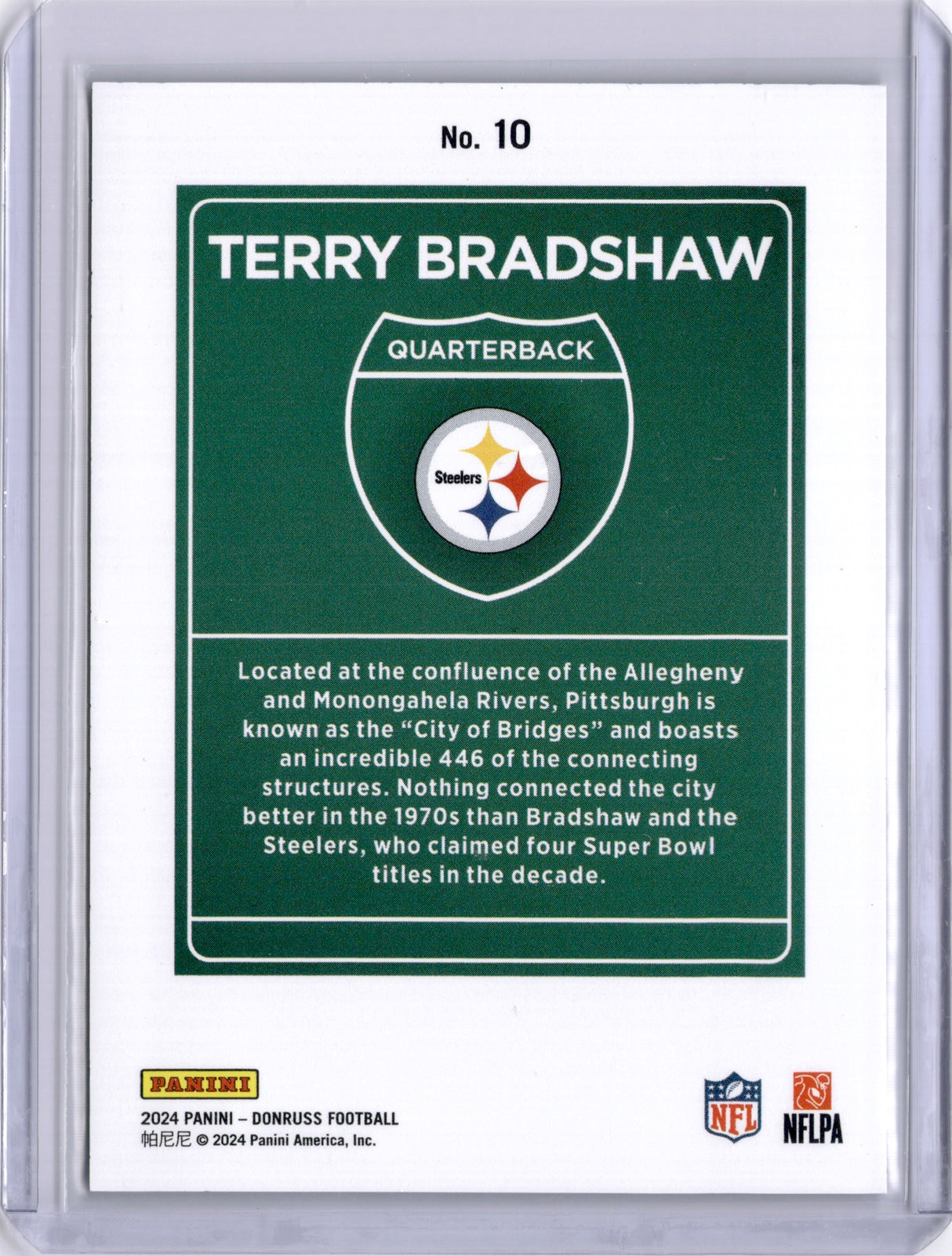 Terry Bradshaw 2024 Panini Donruss Downtown SP Case Hit