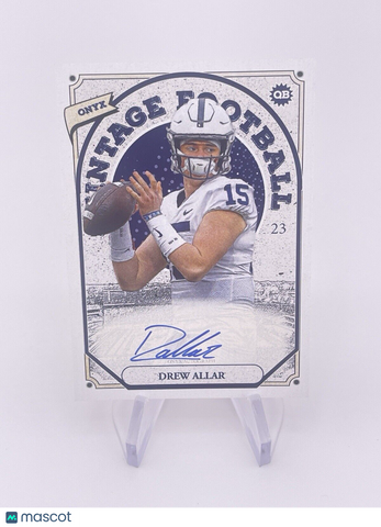 DREW ALLAR 2023 ONYX VINTAGE AUTO AUTOGRAPH BLUE INK ON CARD PENN STATE