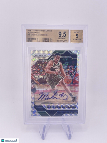 MALCOLM BROGDON 2016 PRIZM SILVER MOSAIC AUTO AUTOGRAPH ROOKIE RC BGS 9.5