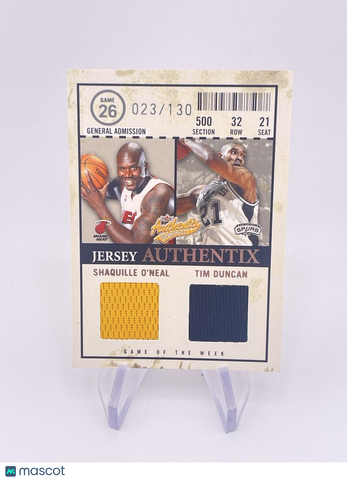 SHAQUILLE O’NEAL TIM DUNCAN 2004 AUTHENTIX PATCH JERSEY GAME WORN USED /130