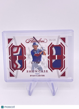 EVAN CARTER 2023 PANINI FLAWLESS QUAD JERSEY PATCH RED RUBY /20 RANGERS