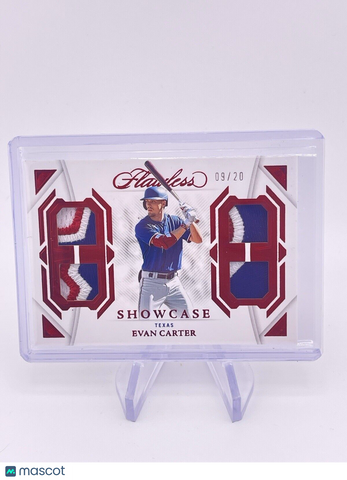 EVAN CARTER 2023 PANINI FLAWLESS QUAD JERSEY PATCH RED RUBY /20 RANGERS