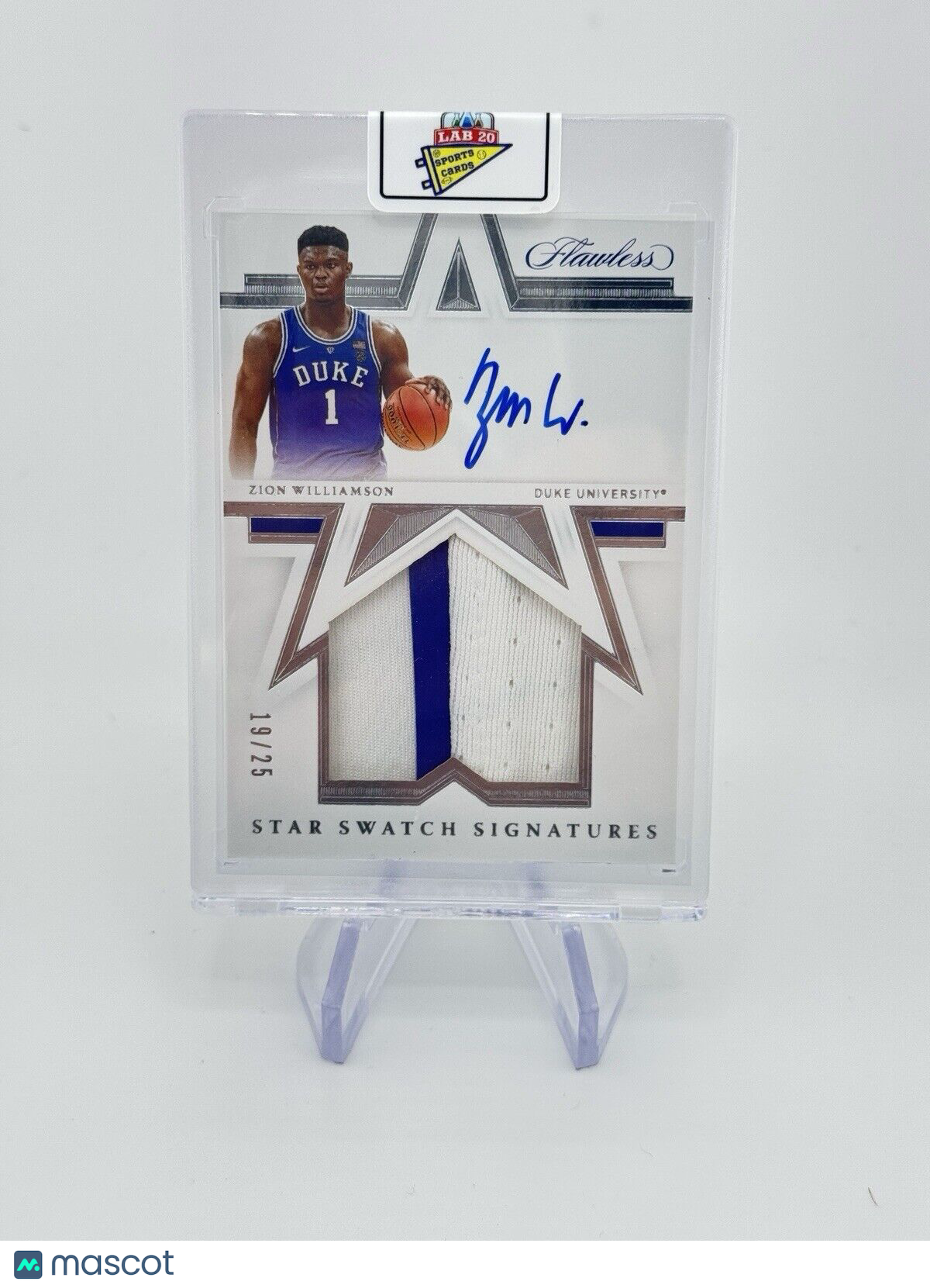 ZION WILLIAMSON 2021 Flawless Collegiate Star Swatch Patch On Card Auto /25 Duke