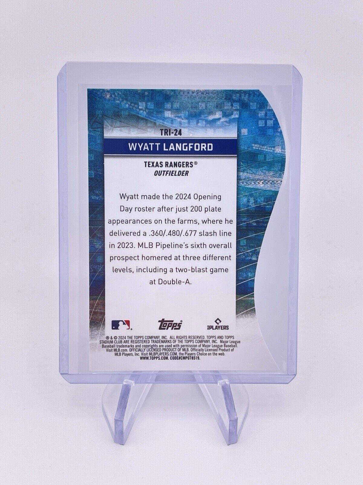 WYATT LANGFORD 2024 Stadium Club Chrome Rookie RC Die Cut