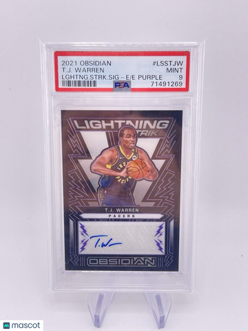 TJ WARREN 2021 OBSIDIAN PURPLE PRIZM /75 Auto Autograph PSA 9 Signature