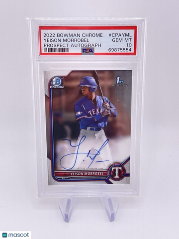 Yeison Morrobel 2022 Bowman Chrome 1st Auto Autograph PSA 10 Rangers