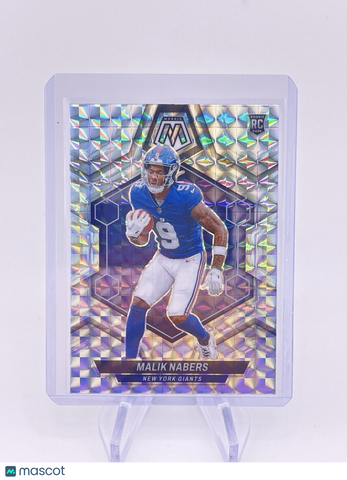 Malik Nabers 2024 Prizm Silver Mosaic Rookie RC Giants