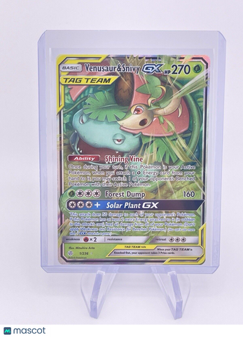 ULTRA RARE Venusaur & Snivy GX Tag Team 1/236 Pokemon SM Cosmic Eclipse Holo