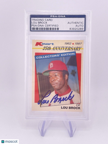 Lou Brock 1987 Kmart 25th Anniversary Card PSA/DNA Certified Auto Autograph