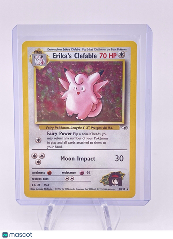 Erika's Clefable - 3/132 - Holo Rare Gym Heroes Set TCG Card Pokémon Tcg