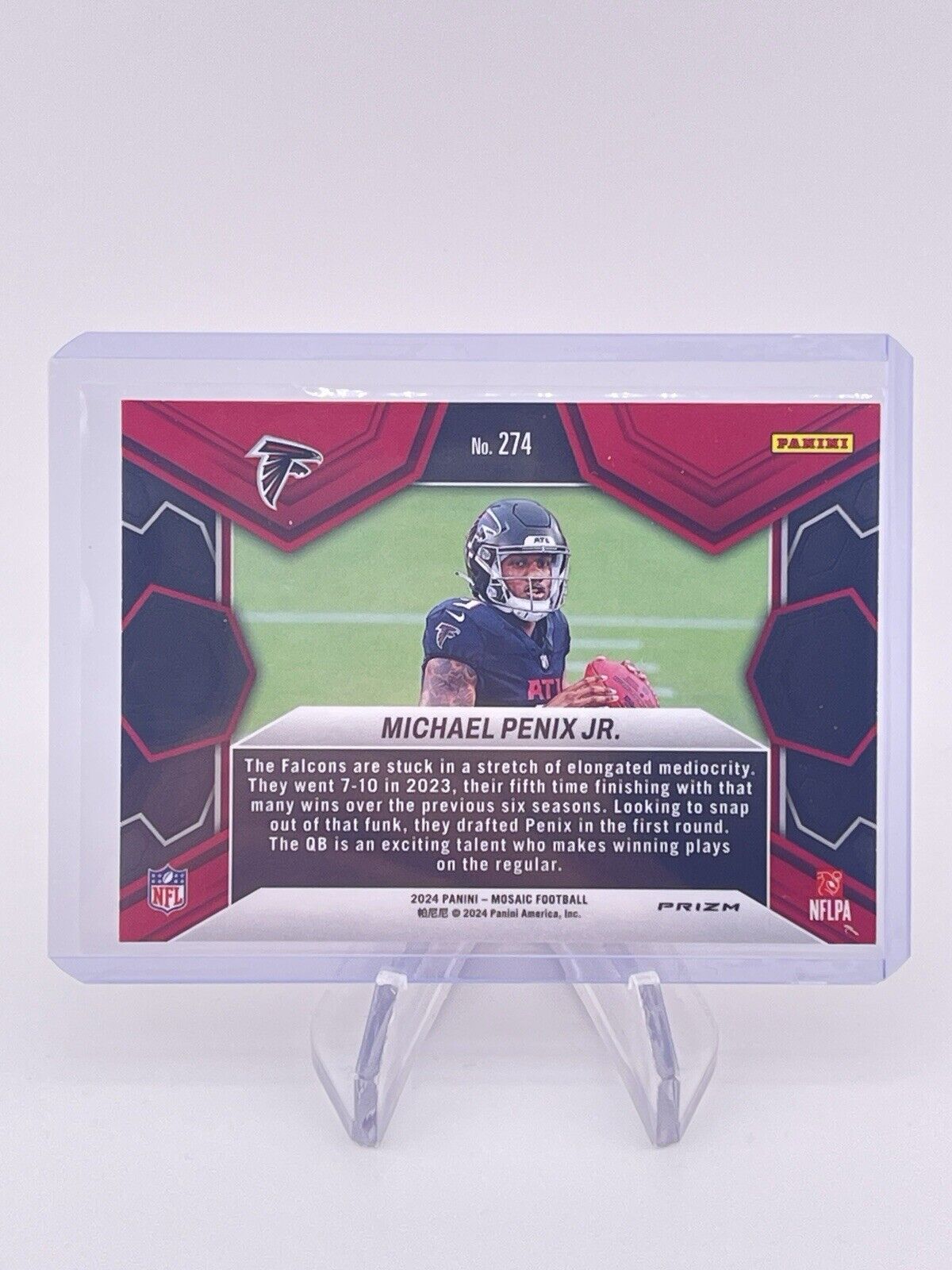 MICHAEL PENIX JR 2024 PANINI MOSAIC #274 NFL DEBUT REACTIVE YELLOW Rookie RC