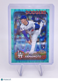 Yoshinobu Yamamoto 2024 Topps Chrome #18  Aqua Wave Refractor (RC) Rookie  /199