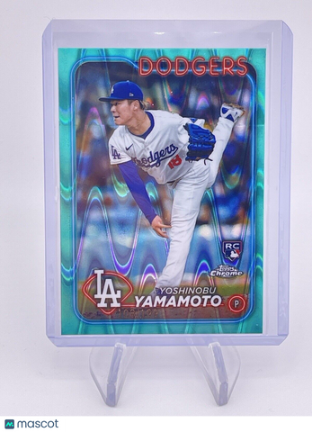 Yoshinobu Yamamoto 2024 Topps Chrome #18  Aqua Wave Refractor (RC) Rookie  /199