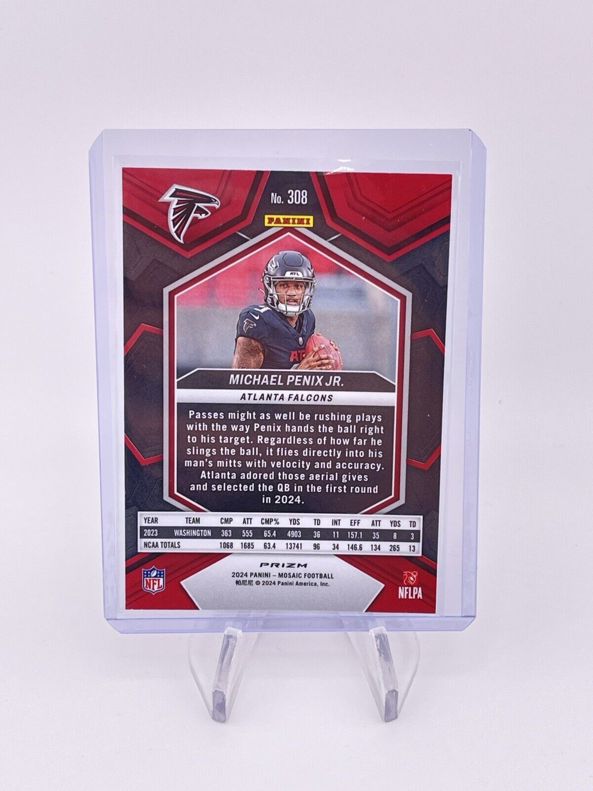 Michael Penix Jr 2024 Mosaic Rookie Card Pink Camo RC Prizm