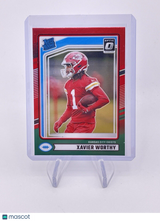 Xavier Worthy 2024 Donruss RC Red Green Optic Prizm Preview Rookie Chiefs