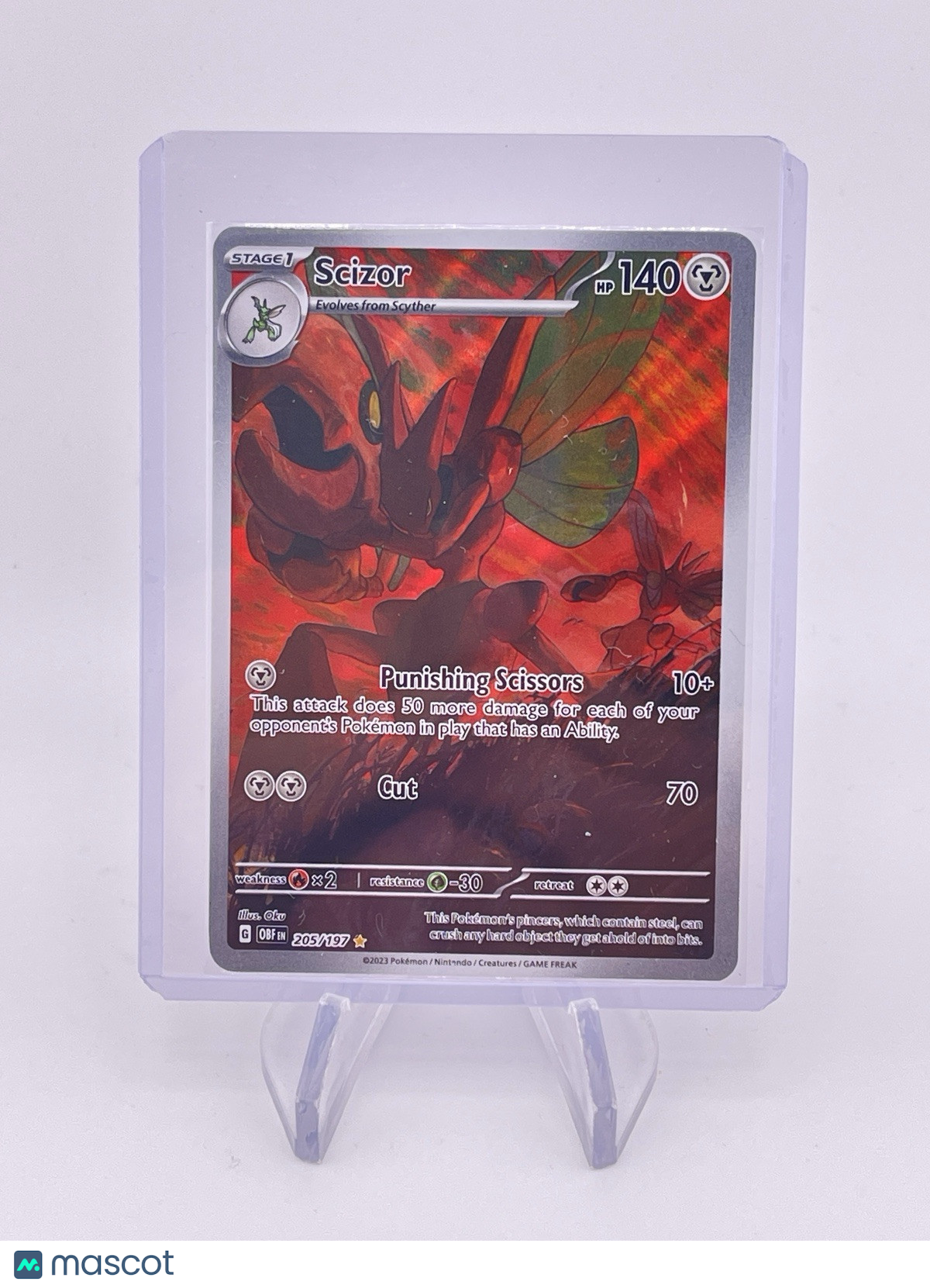 Scizor Obsidian Flames Holo Card 205/197 Illustration Pokemon TCG