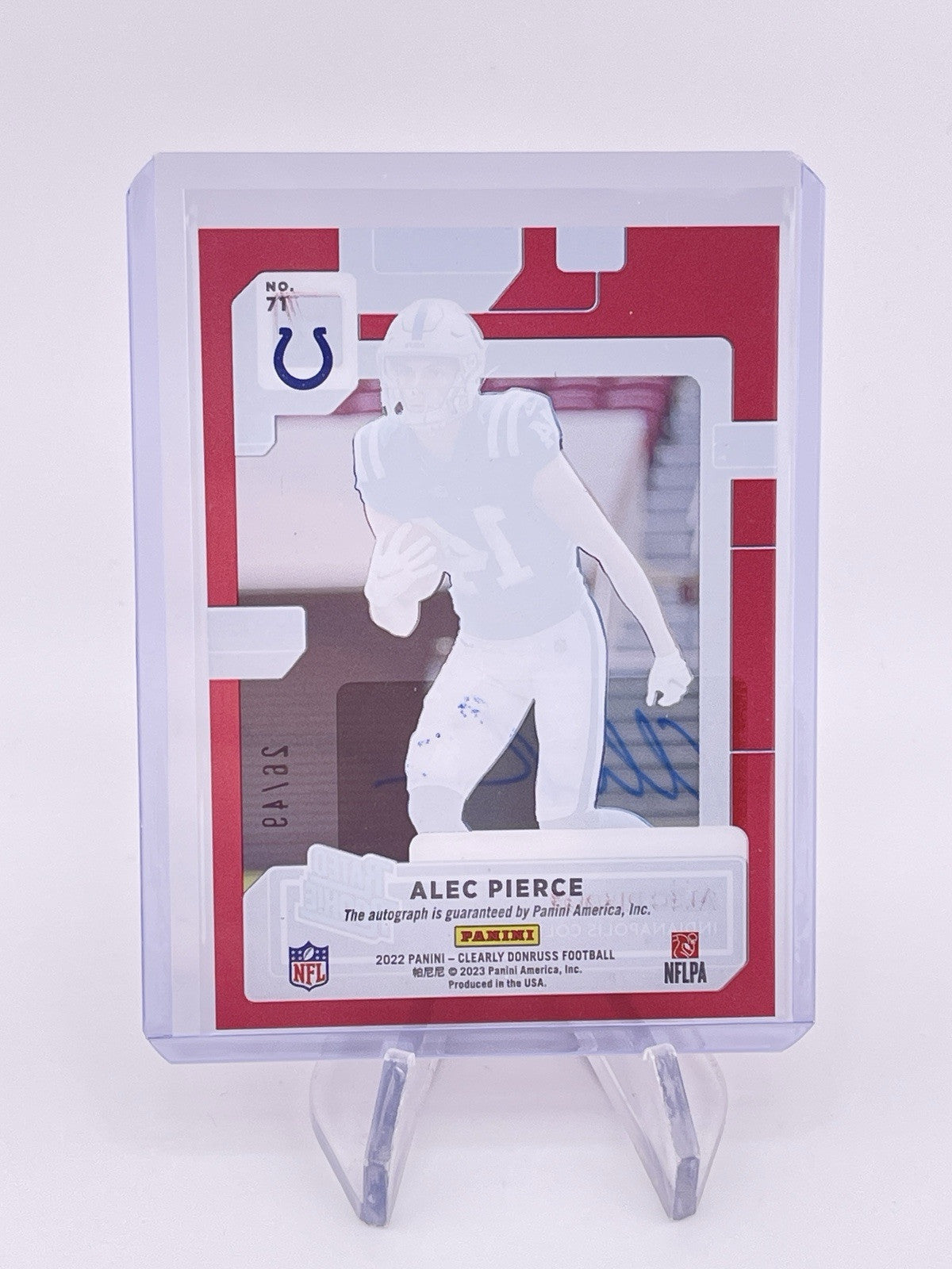 Alec Pierce 2022 Clearly Donruss Rated Rookie Auto Autograph Signature