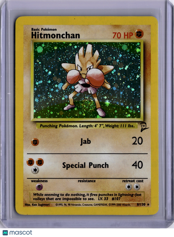 Hitmonchan Pokemon Base Set 2 8/130 Holo WOTC