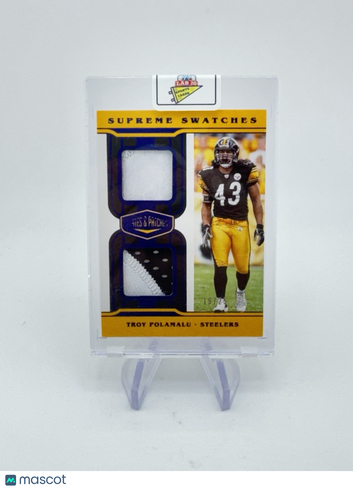 Troy Polamalu 2020 Panini Plates & Patches Supreme Swatches Blue /25 #SS-8 HOF