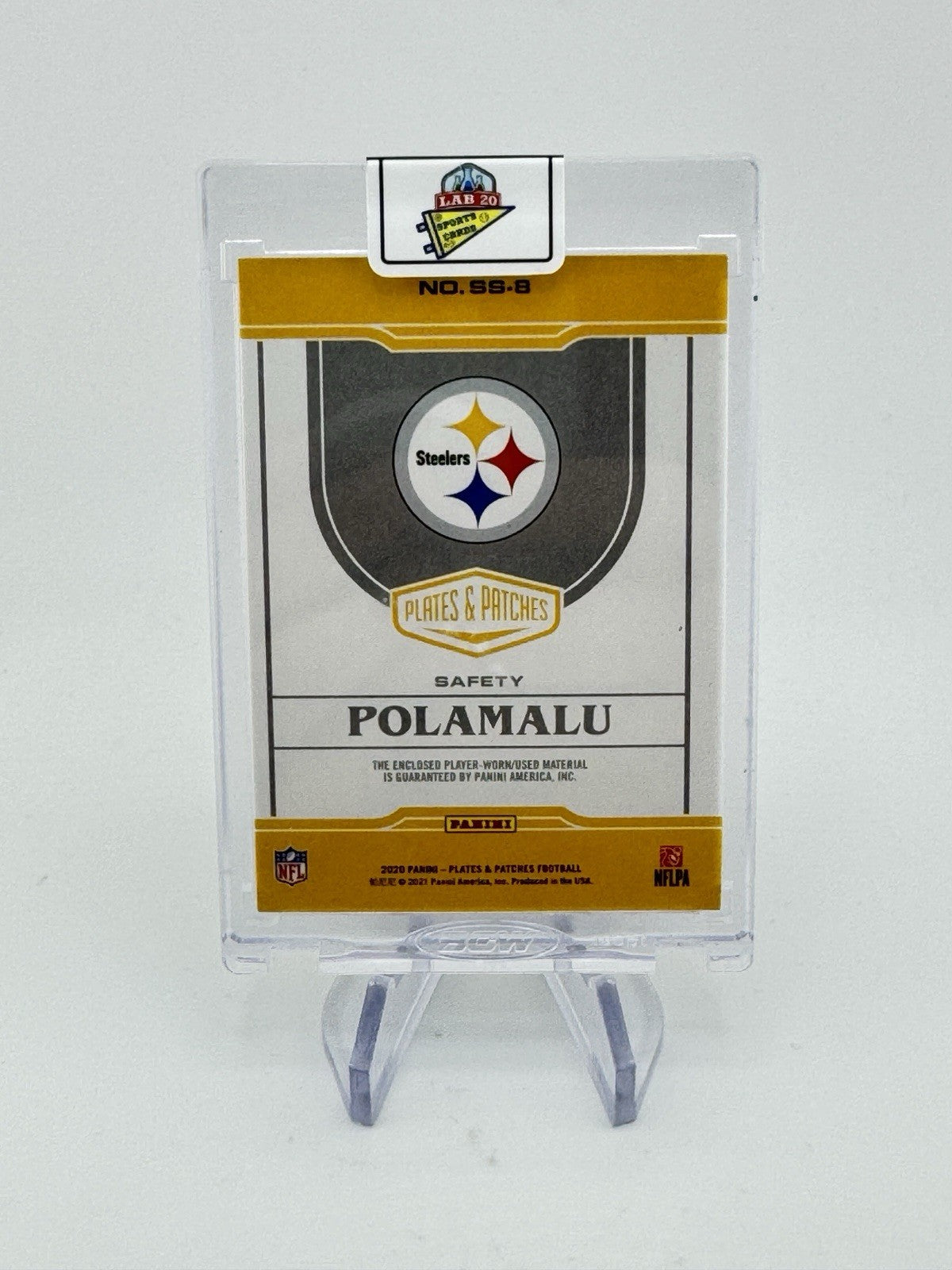 Troy Polamalu 2020 Panini Plates & Patches Supreme Swatches Blue /25 #SS-8 HOF