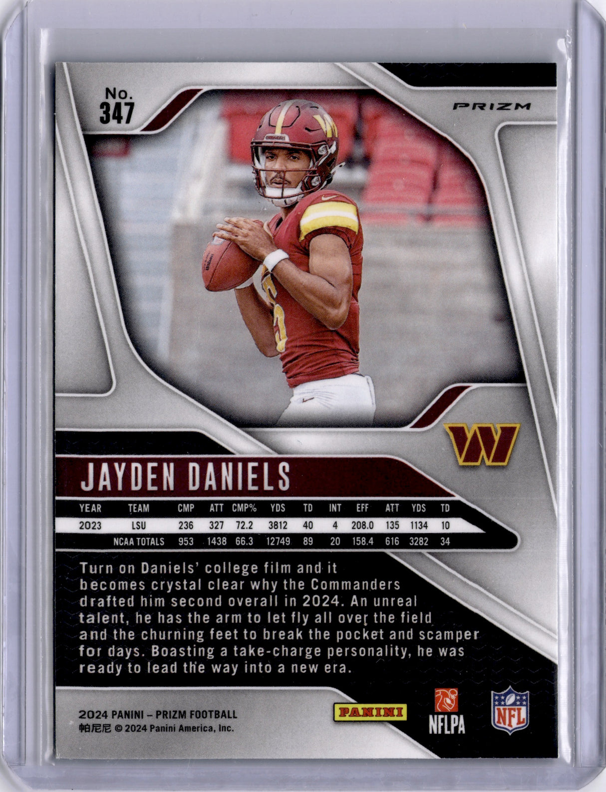 Jayden Daniels 2024 Panini Prizm Green Rookie RC Commanders