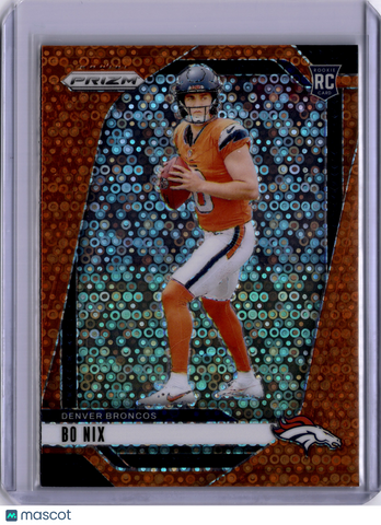 Bo Nix 2024 Panini Prizm Orange Disco Rookie RC Broncos