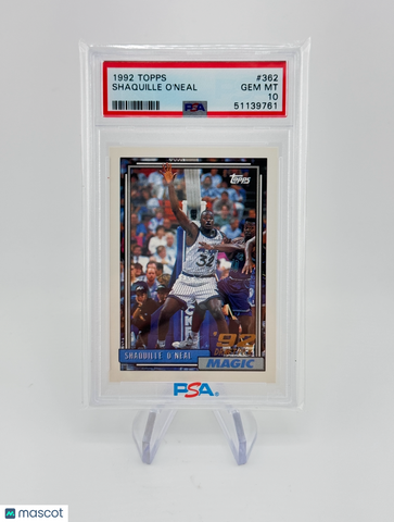 Shaquille O'Neal 1992 Topps Rookie RC PSA 10 Gem Mint  Orlando Magic HOF