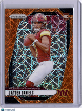 Jayden Daniels 2024 Panini Prizm Orange Laser Rookie RC Commanders