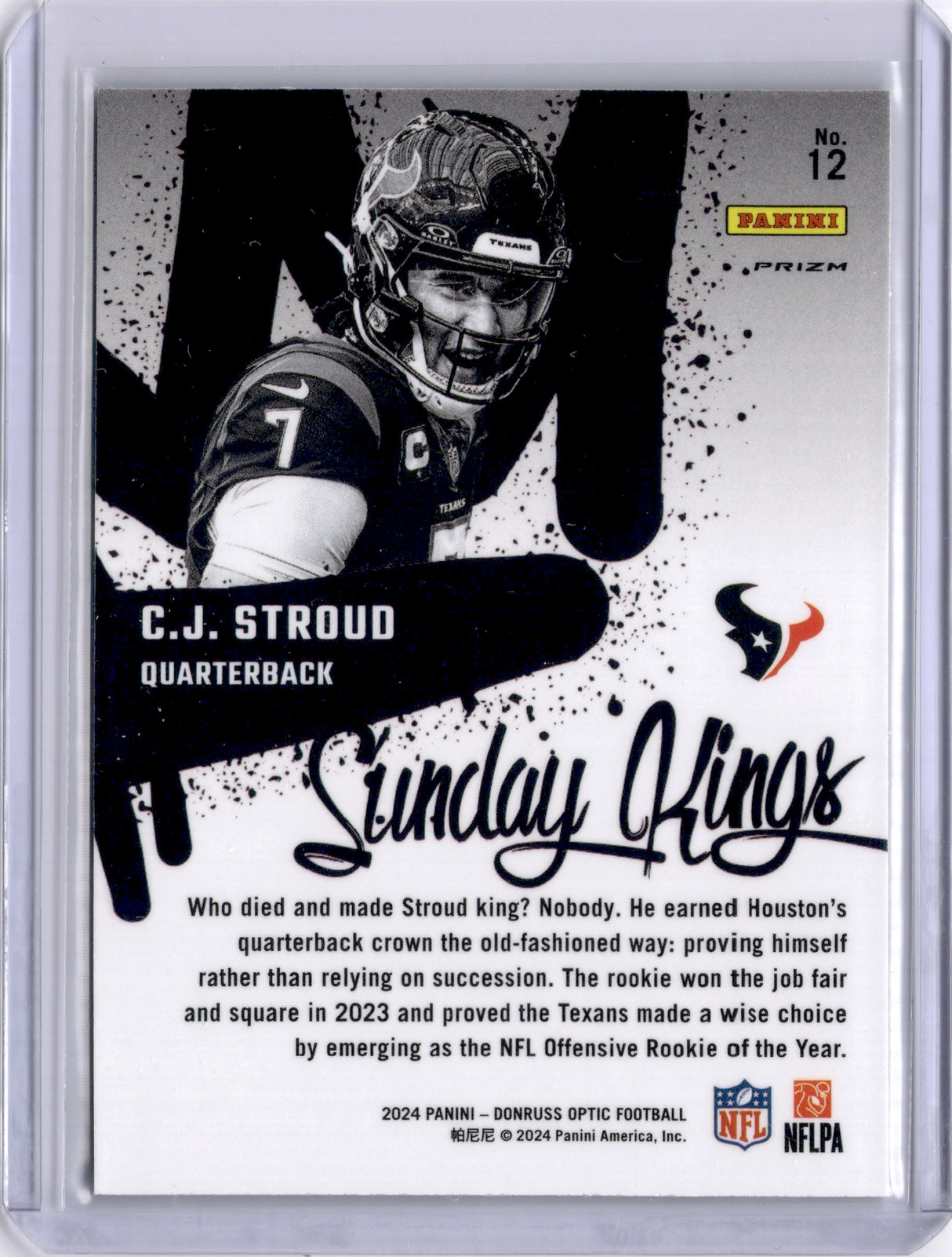CJ Stroud 2024 Panini Donruss Optic Sunday Kings SP Case Hit Texans