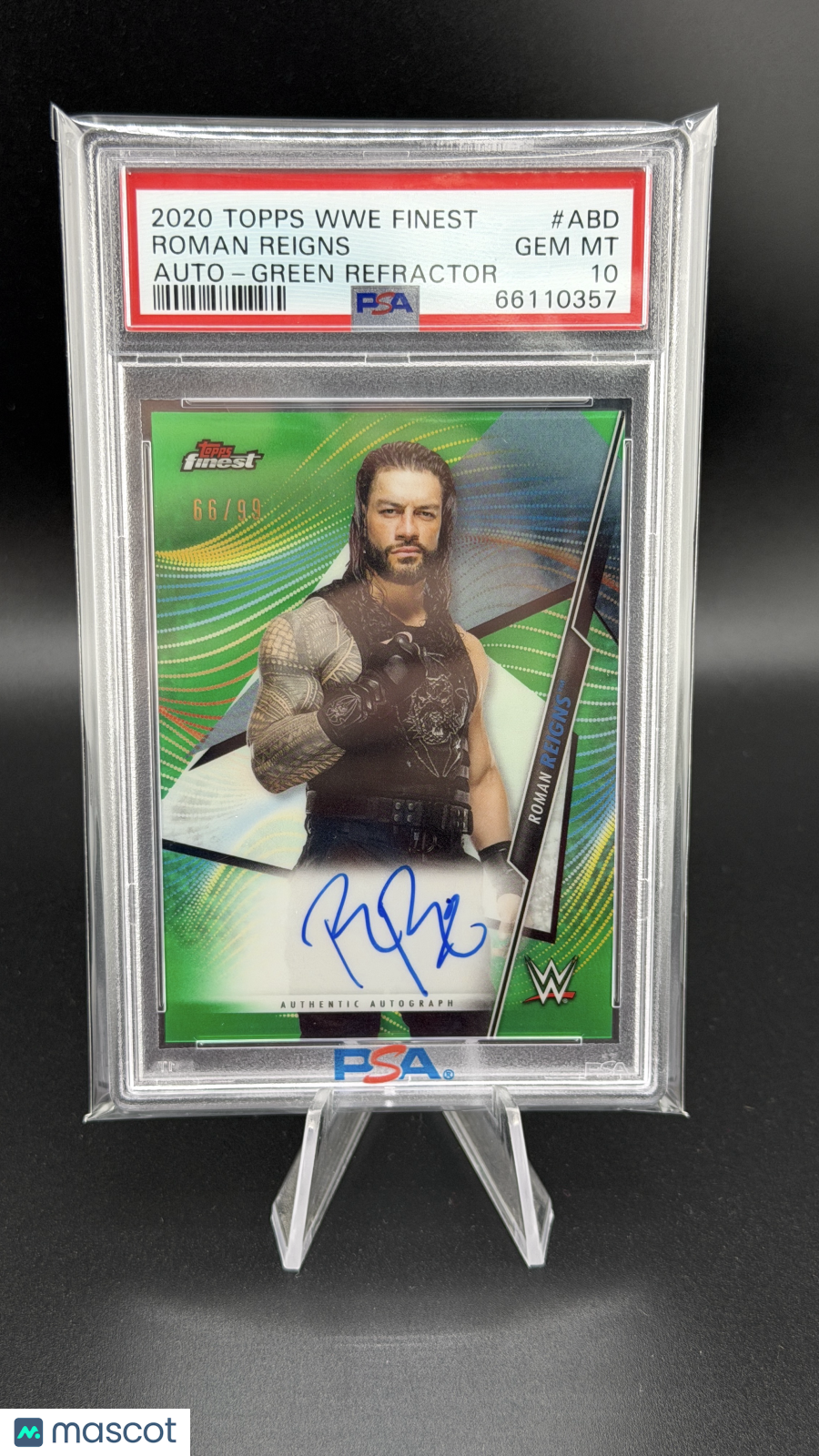 Roman Reigns 2020 Topps WWE Finest Autographs Auto Green /99 PSA 10