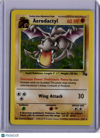 Aerodactyl 1995 Pokemon Base Set 1/62 Holo