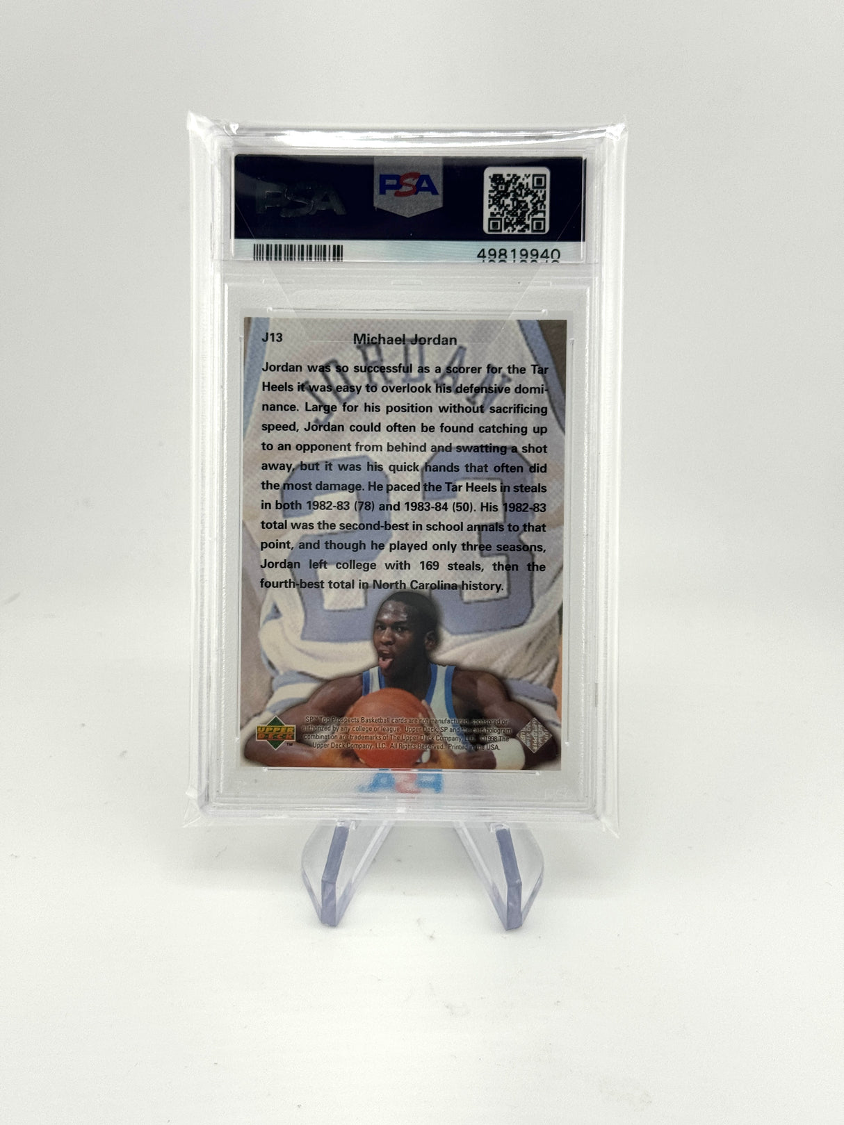 Michael Jordan 1998 Upper Deck SP Top Prospects Phi Beta Jordan PSA 9 UNC