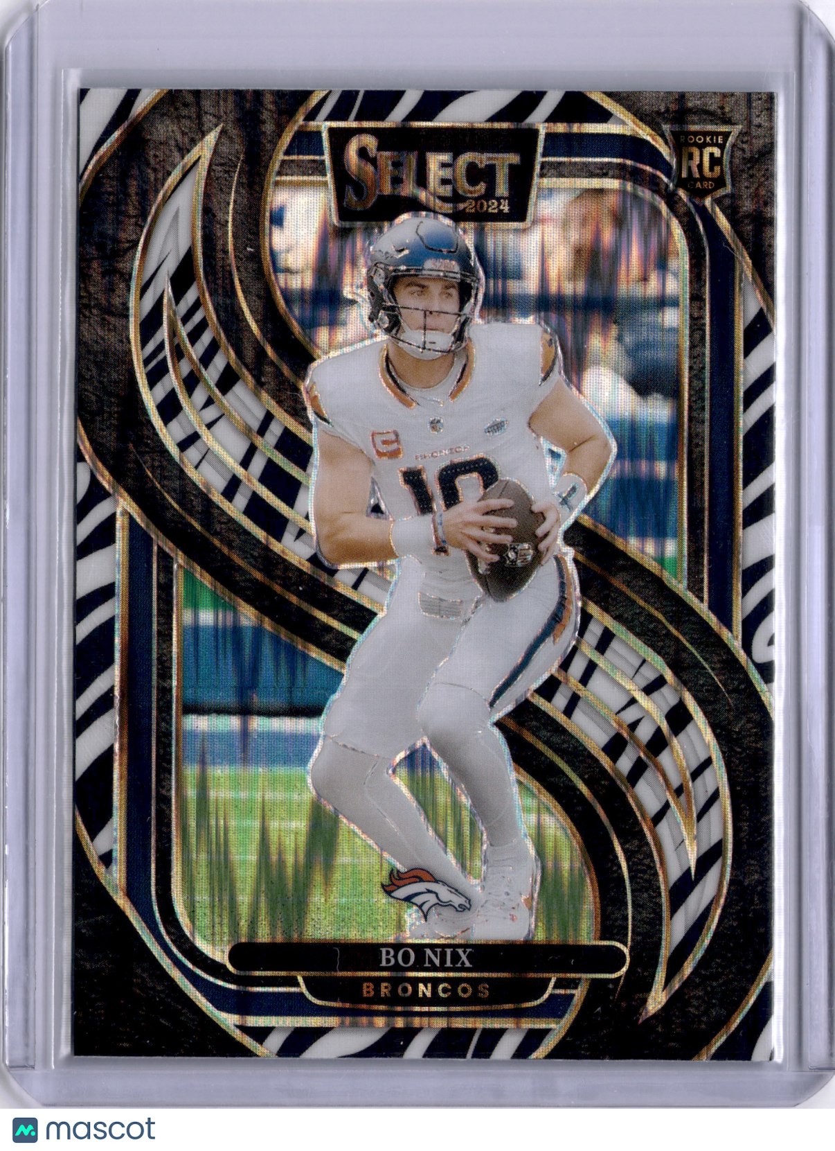 Bo Nix 2024 Panini Select Zebra Prizm Premier Level RC Rookie SP Broncos