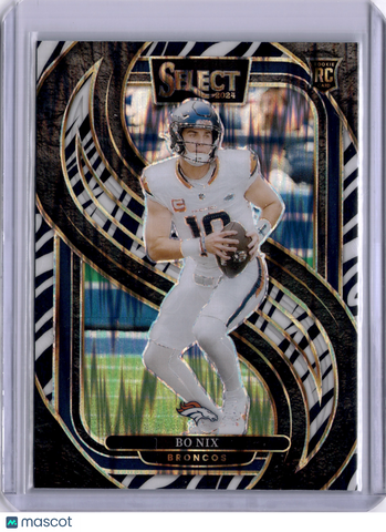 Bo Nix 2024 Panini Select Zebra Prizm Premier Level RC Rookie SP Broncos