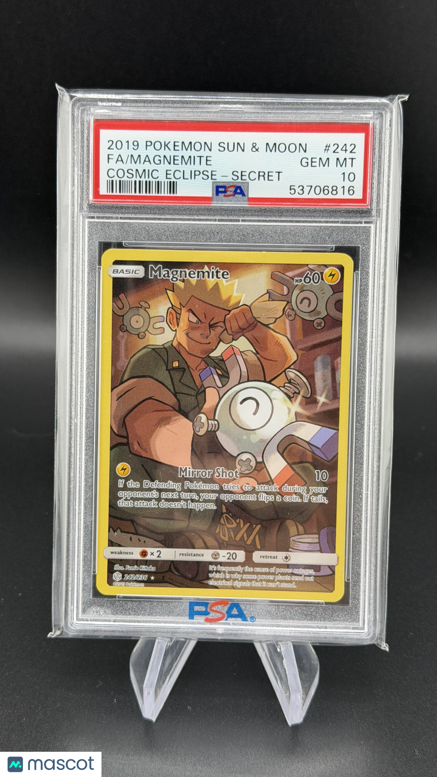 Magnemite 2019 Pokemon Sun & Moon Cosmic Eclipse 242 Secret Full Art PSA 10