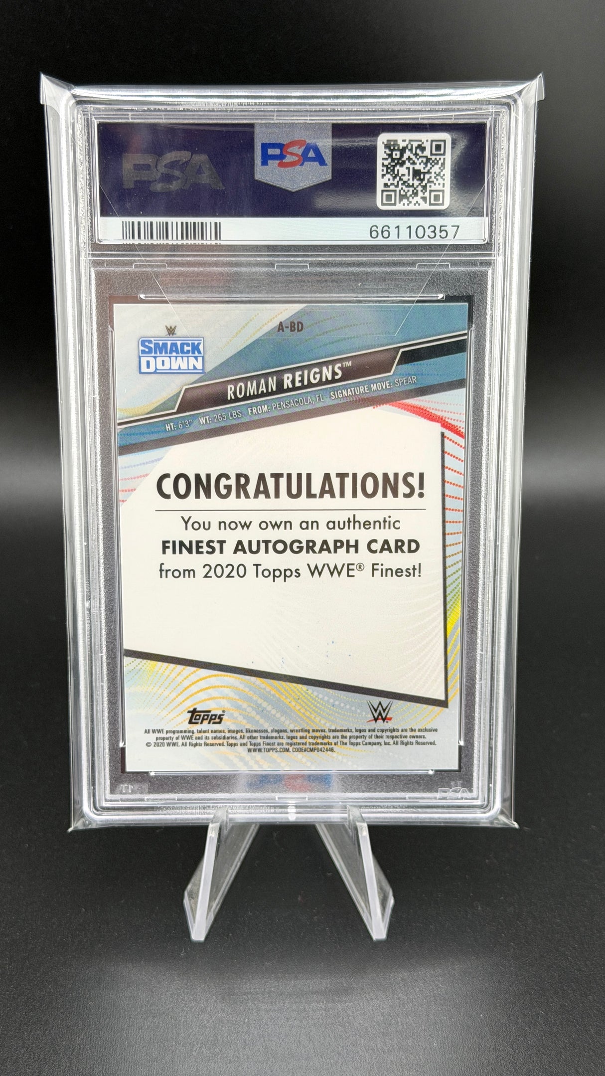 Roman Reigns 2020 Topps WWE Finest Autographs Auto Green /99 PSA 10