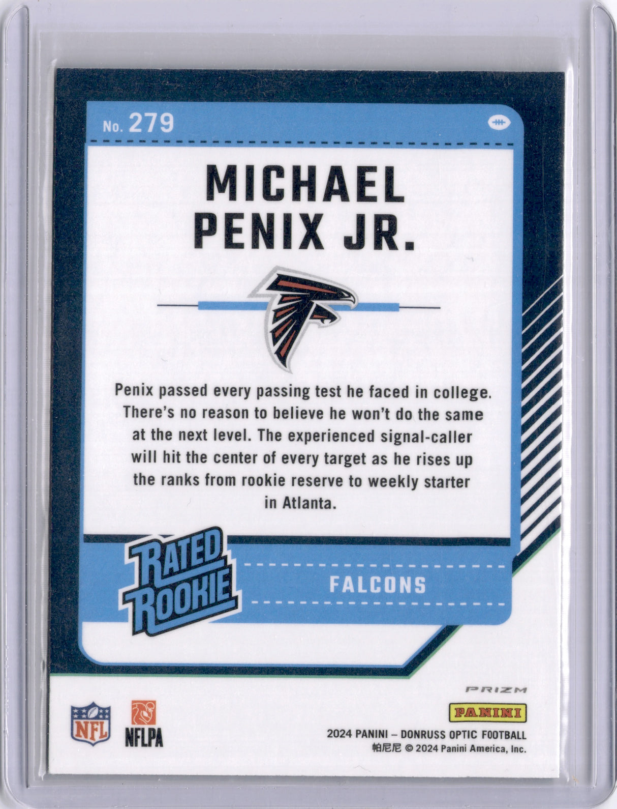 Michael Penix Jr. 2024 Panini Donruss Optic Green Velocity Rookie RC