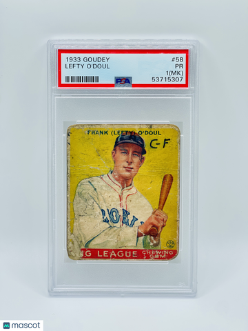 Frank Lefty O'doul 1933 Goudey #58 MK PSA 1 Brooklyn Dodgers