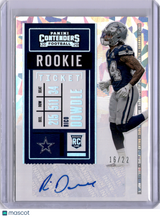 Rico Dowdle 2020 Panini Contenders Cracked Ice Rookie RC Auto /22 Cowboys